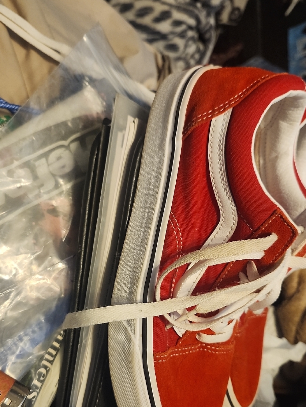Vans Kids Red and White Low-Top Sneakers